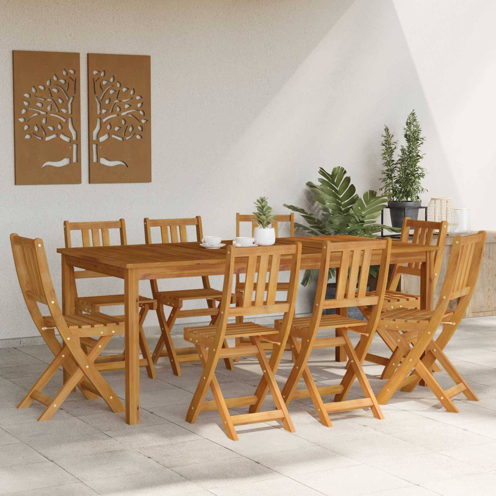 Chaises de jardin bois d'acacia naturel 40 x 42 x 85 cm - PANGIVO - Image 3