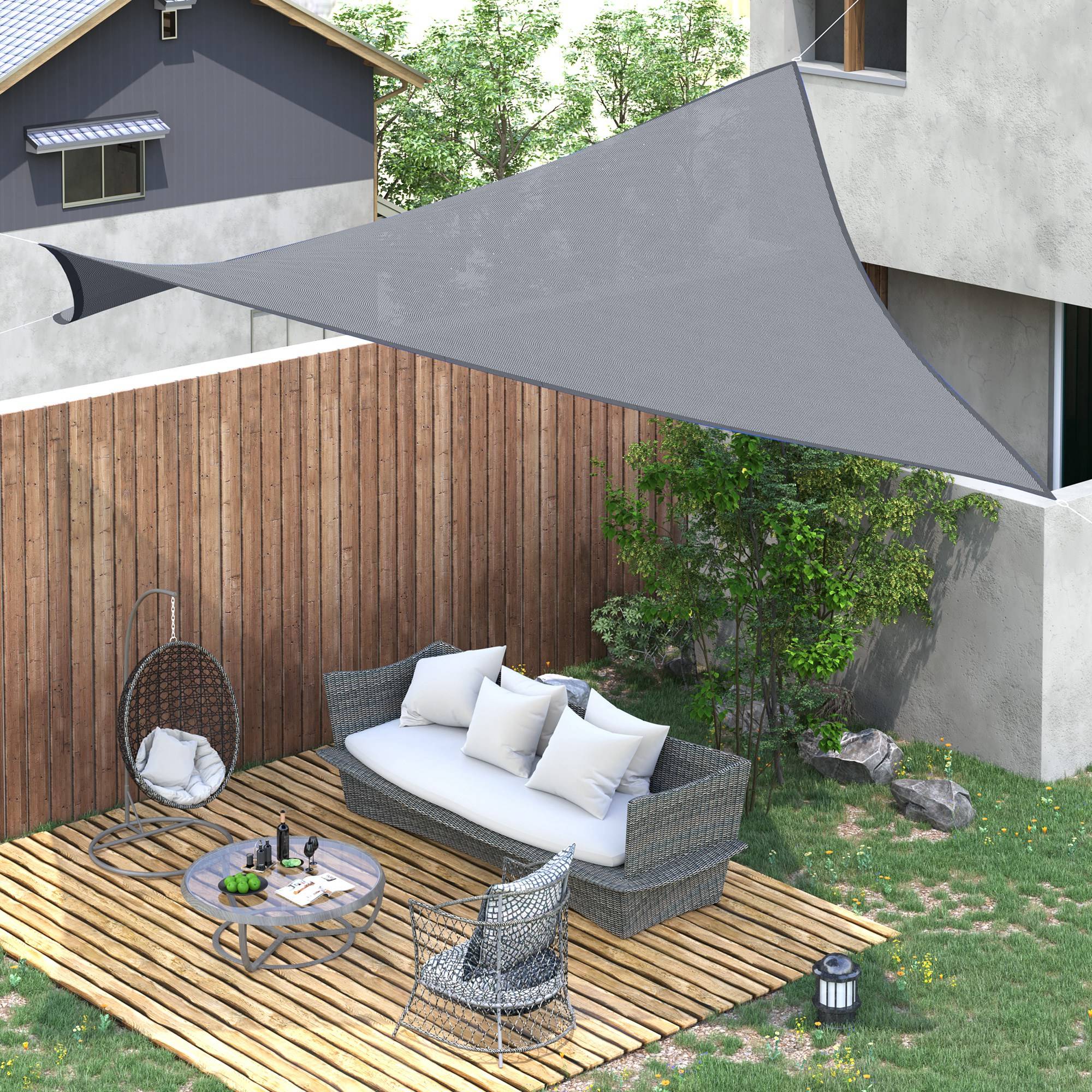 Voile d'ombrage Voile solaire - rectangulaire 6x4m HDPE Protection UV Avec sac de rangement - gris fr231 - Image 4