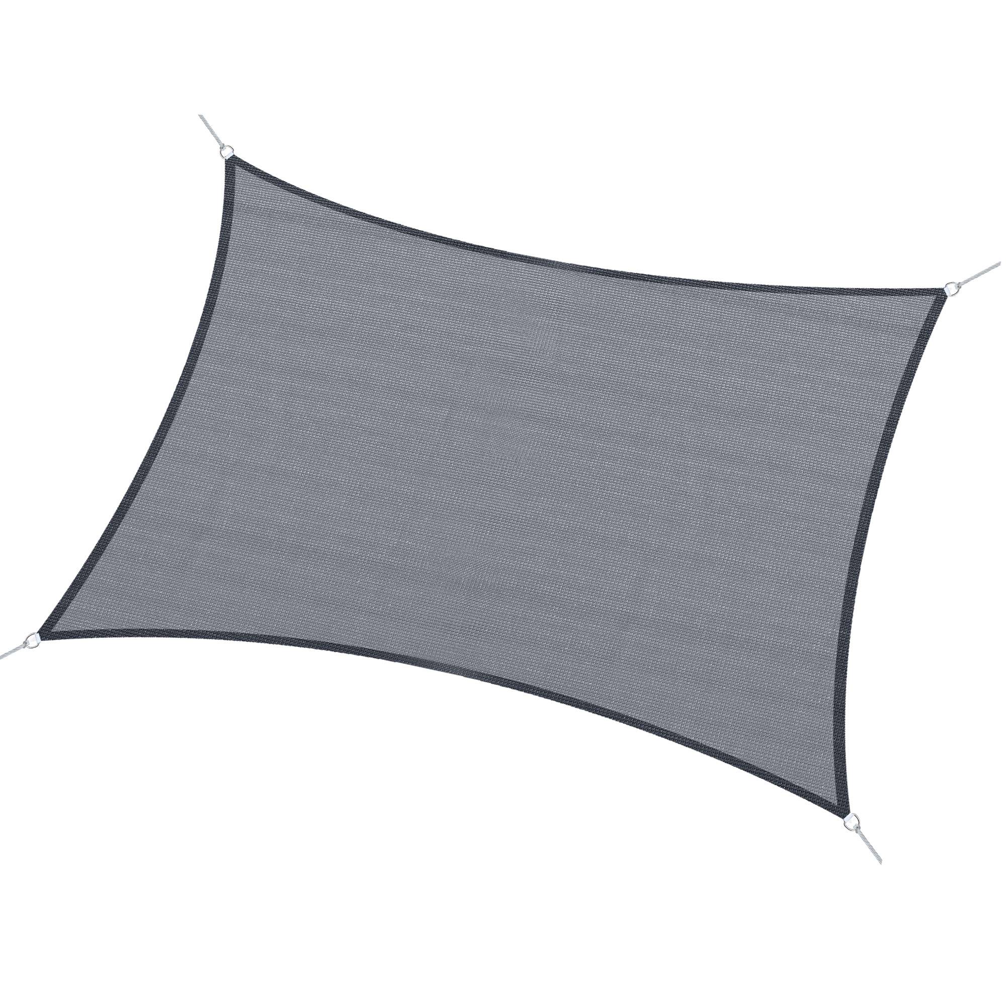 Voile d'ombrage Voile solaire - rectangulaire 6x4m HDPE Protection UV Avec sac de rangement - gris fr231 - Image 1