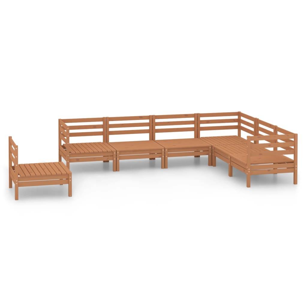 Helloshop26 - Salon de jardin meuble d'extérieur ensemble de mobilier 7 pièces bois de pin massif marron miel - Image 1