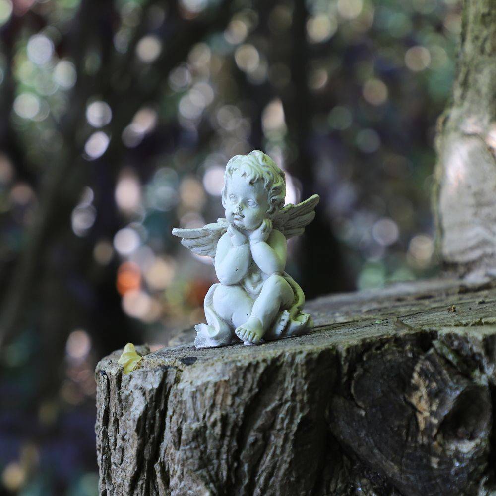 Ange en résine blanc 8 x 4 cm Chemin de campagne - Image 2