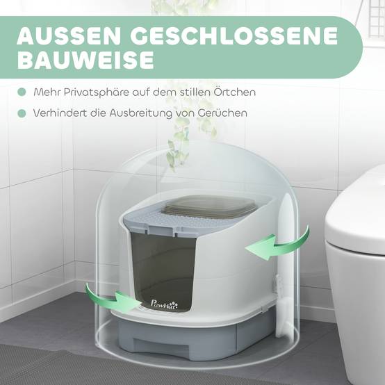 Maison de toilette plastique pour chats de 4,5kg accès par le haut et tiroir gris - ComfortXL Outdoor Living - Image 6