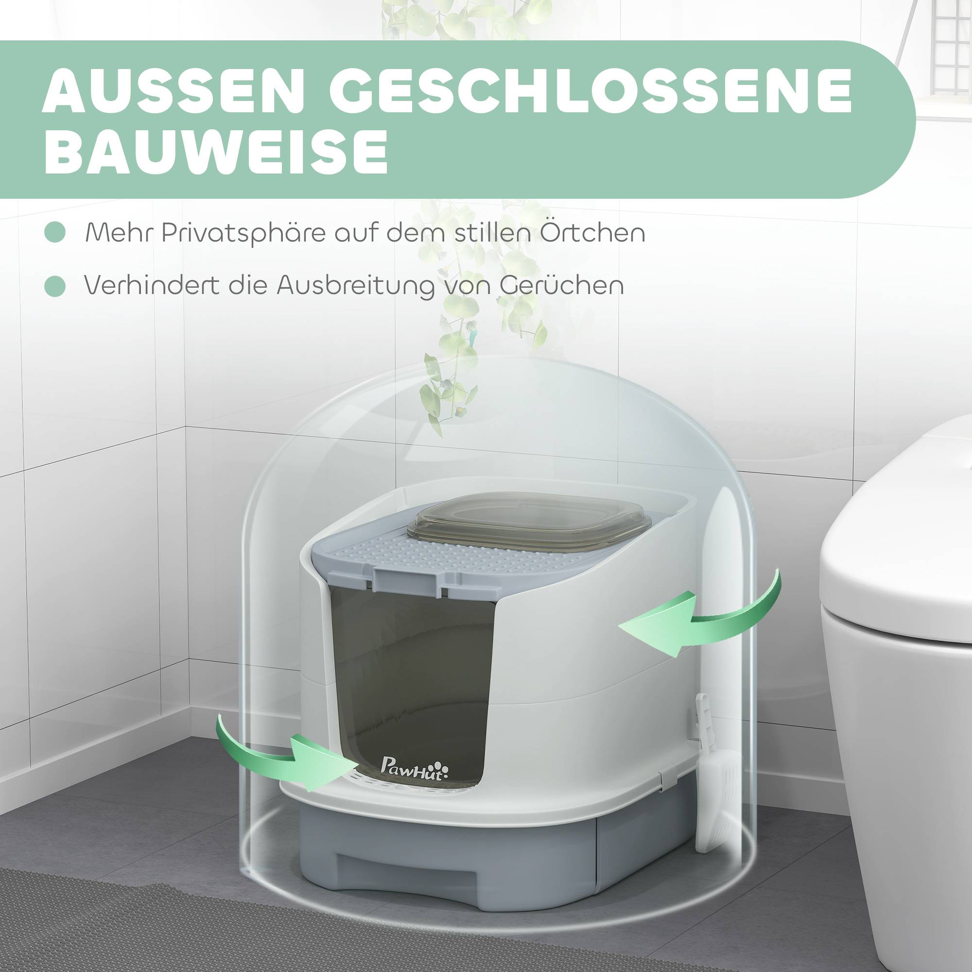 Maison de toilette plastique pour chats de 4,5kg accès par le haut et tiroir gris - ComfortXL Outdoor Living - Image 6