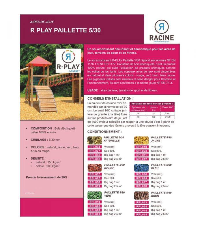 Paillis couleur NATUREL aire de jeux R Play 5/30 48 sacs 50 l - RPL027-48x50 - Image 2