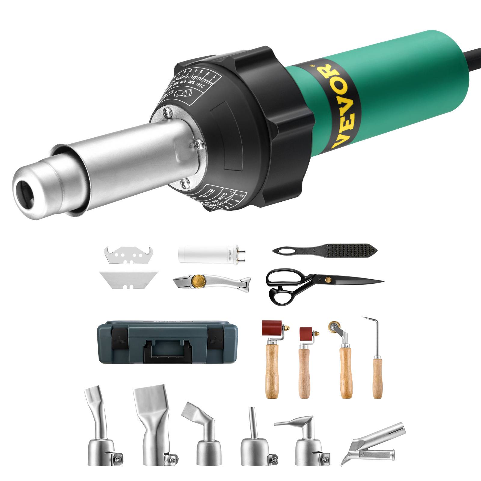 Vevor - VEVOR Soudeur plastique air chaud 1600W, 50-600°C, kit avec 17 accessoires, boîte à outils, pour PP/PE/PVC. - Image 1