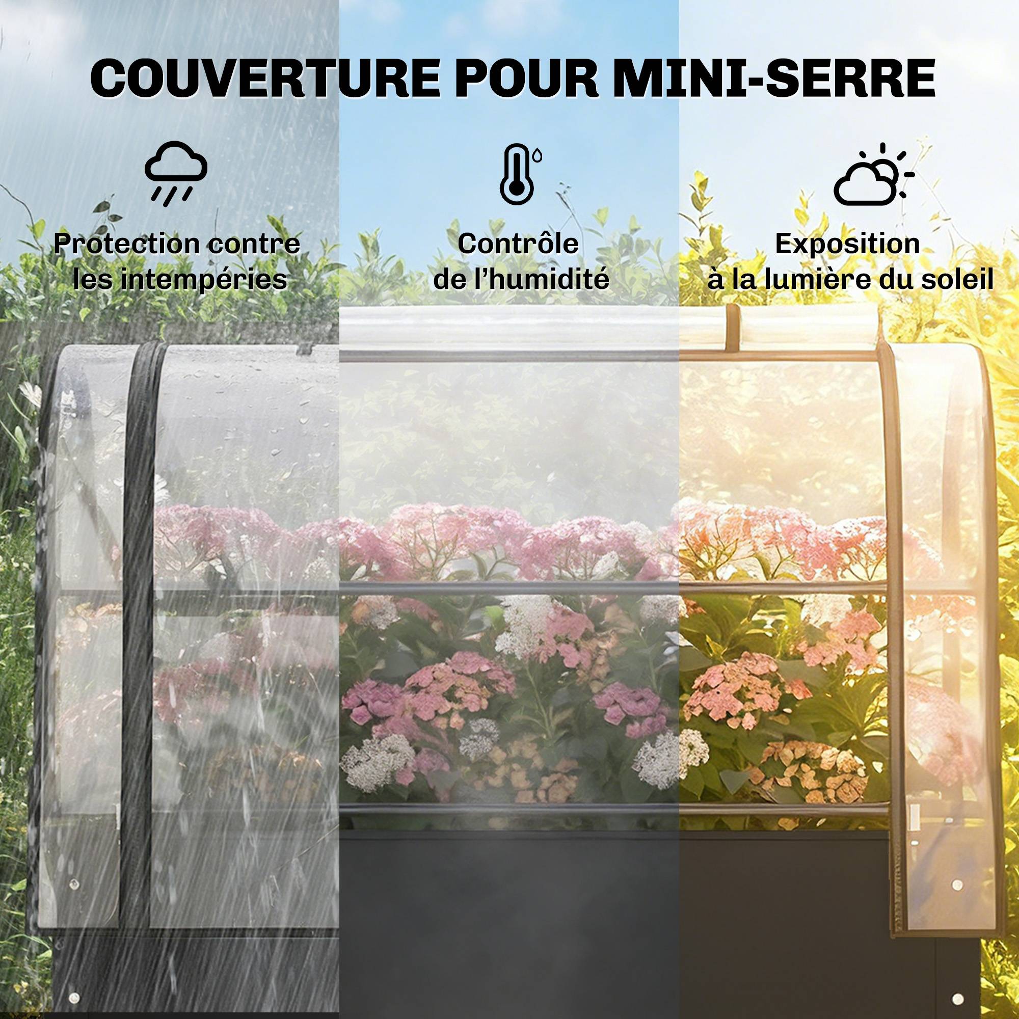 Potager sur Pieds avec Serre Rabattable, Jardinière Surélevée en Métal avec Trou de Drainage, 100 x 49 x 136 noir - Image 6