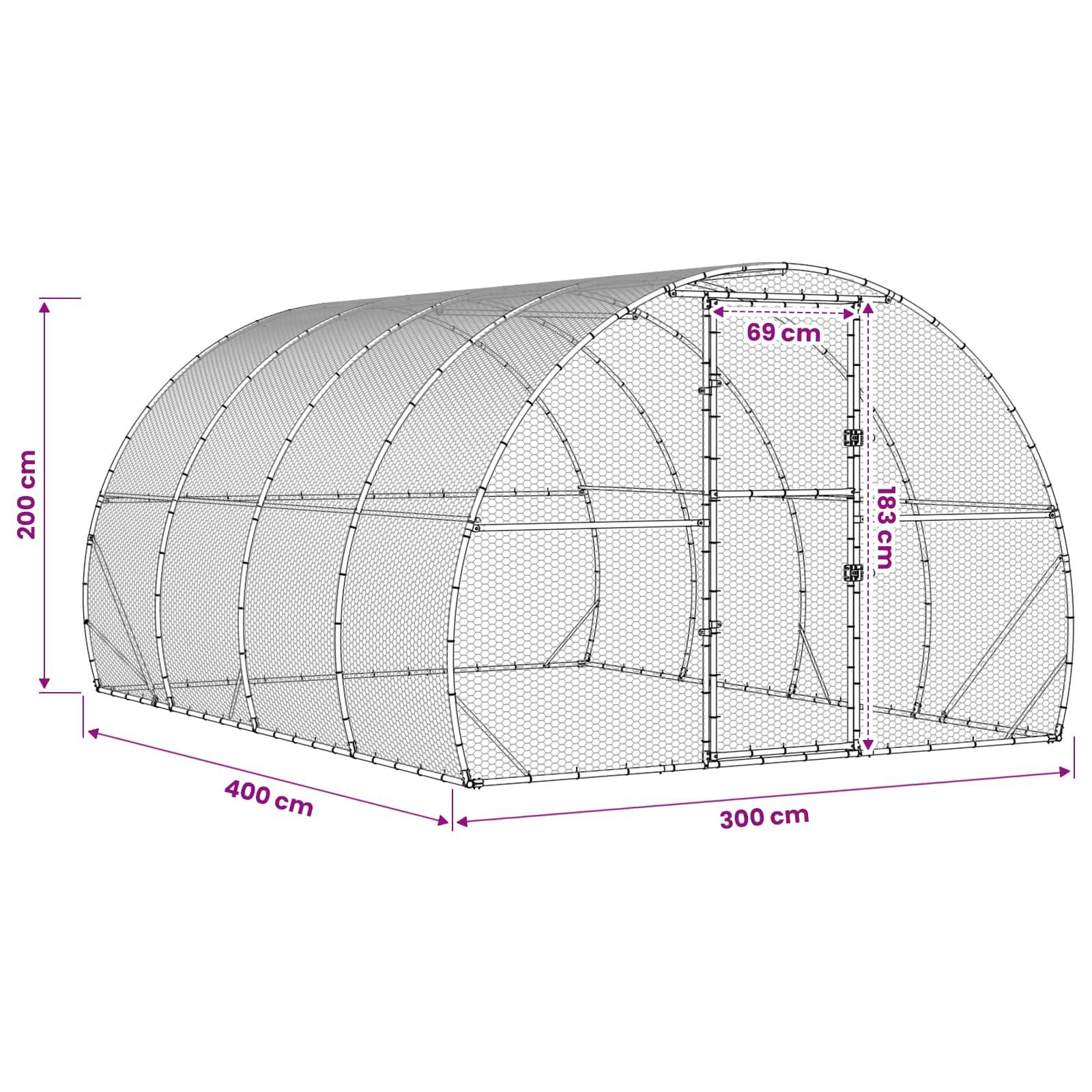 Vidaxl - Poulailler Argenté 400 x 300 x 200 cm Acier galvanisé vidaXL 3434691 - Image 3