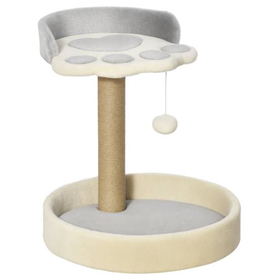 Petit arbre à chat design patte avec griffoir sisal 44 cm gris clair - ComfortXL Outdoor Living - Image 1