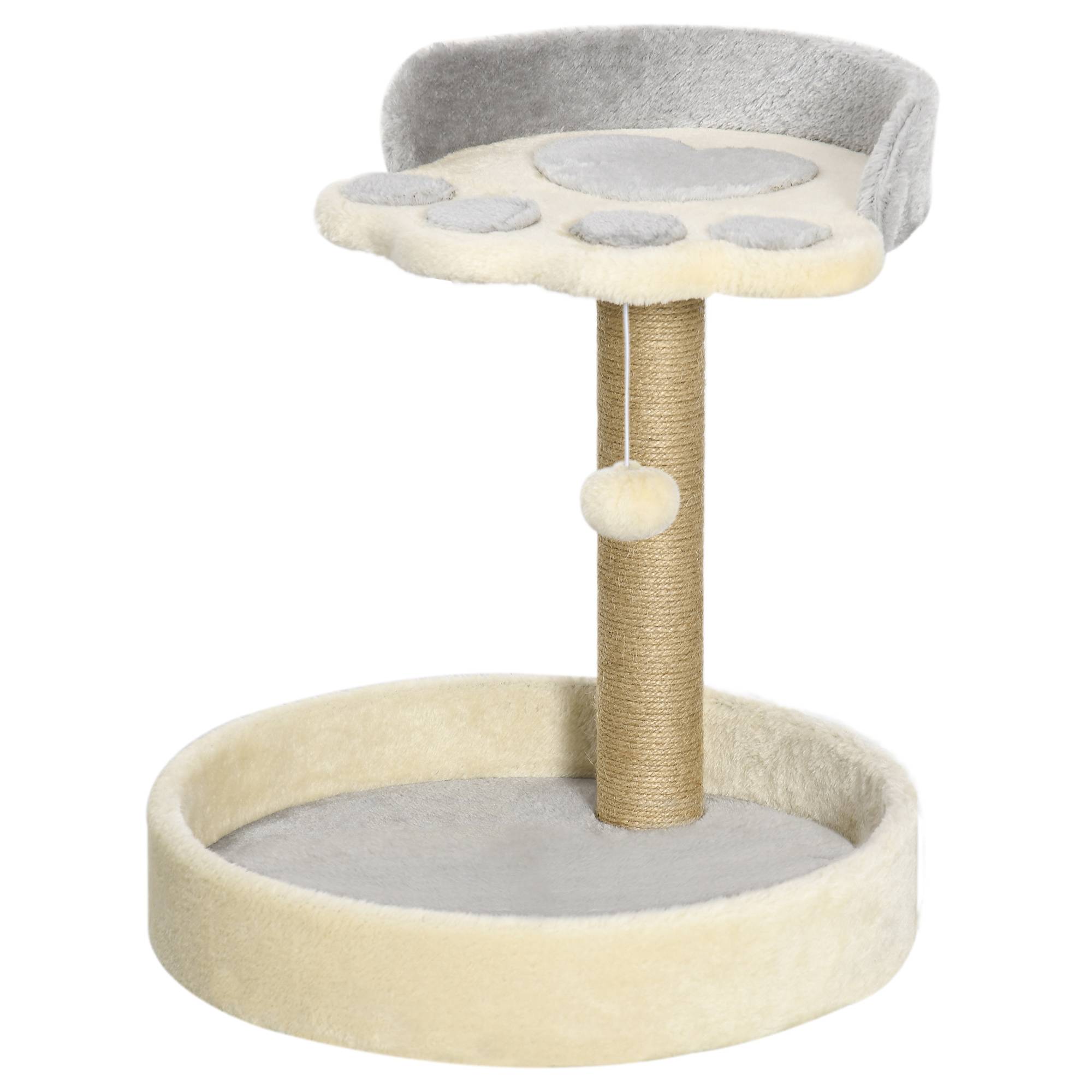 Petit arbre à chat design patte avec griffoir sisal 44 cm gris clair - ComfortXL Outdoor Living - Image 2