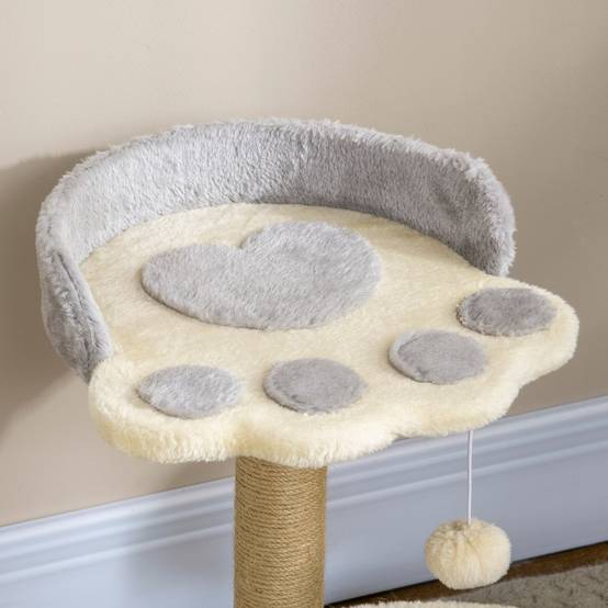 Petit arbre à chat design patte avec griffoir sisal 44 cm gris clair - ComfortXL Outdoor Living - Image 10