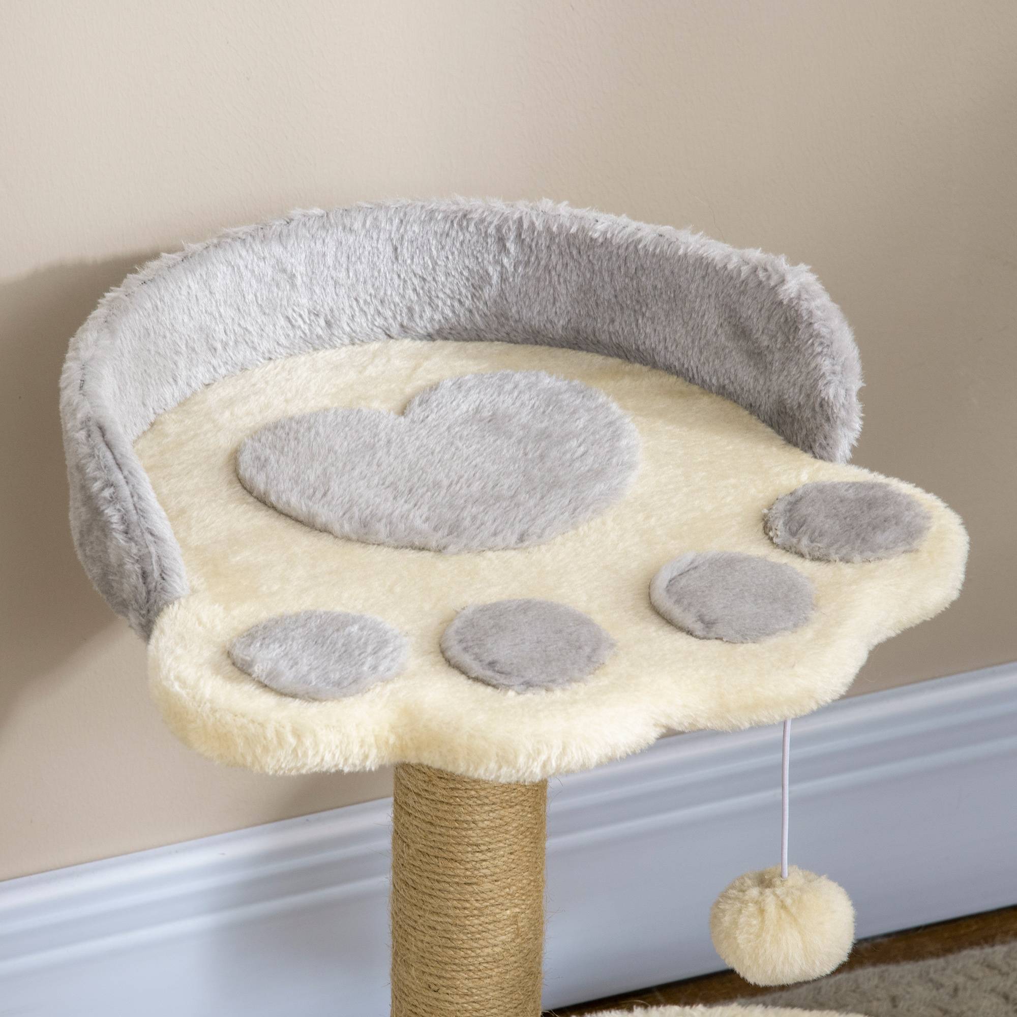 Petit arbre à chat design patte avec griffoir sisal 44 cm gris clair - ComfortXL Outdoor Living - Image 10