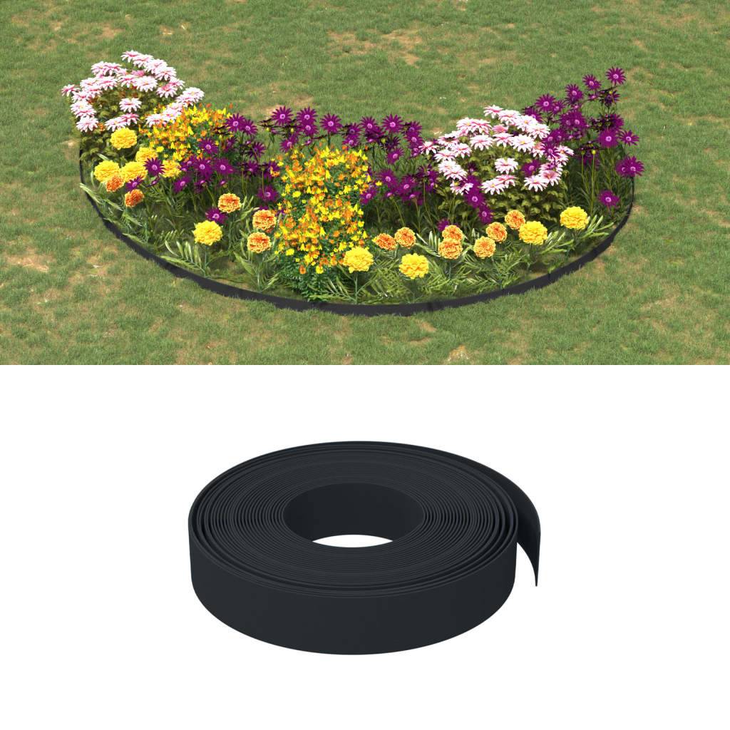 Bordure jardin polyéthylène délimitation pelouses aménagement 30m x 10cm noir - ComfortXL Outdoor Living - Image 1