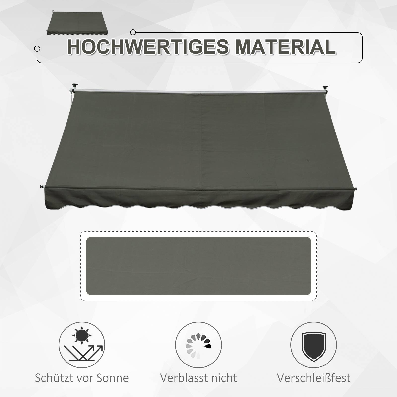 Store pince 150 cm manivelle bras articulés réglable protection soleil balcon terrasse gris - Image 6