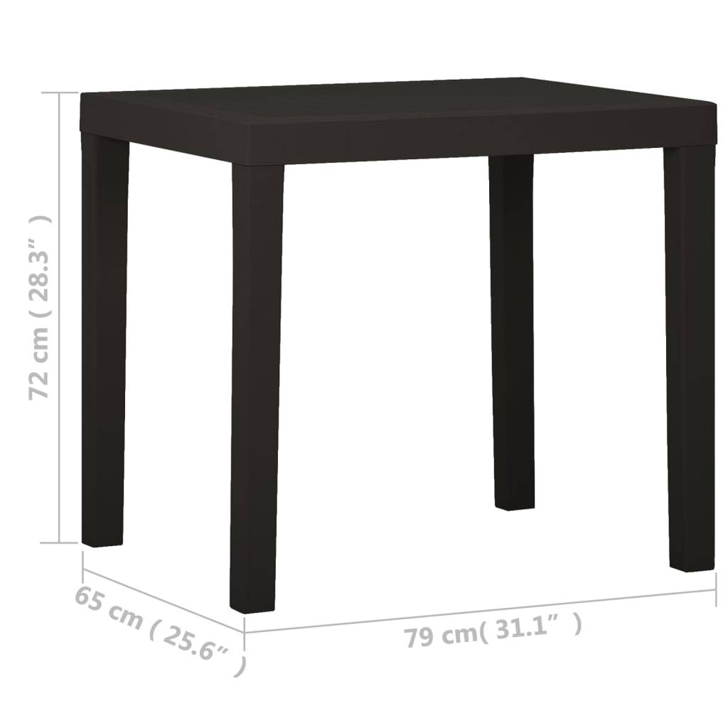 Table de jardin plastique anthracite 79 x 65 x 72 cm - PANGIVO - Image 5