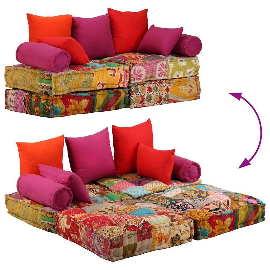 Canapé modulaire coton multicolore 140 x 70 x 85 cm - PANGIVO - Image 10