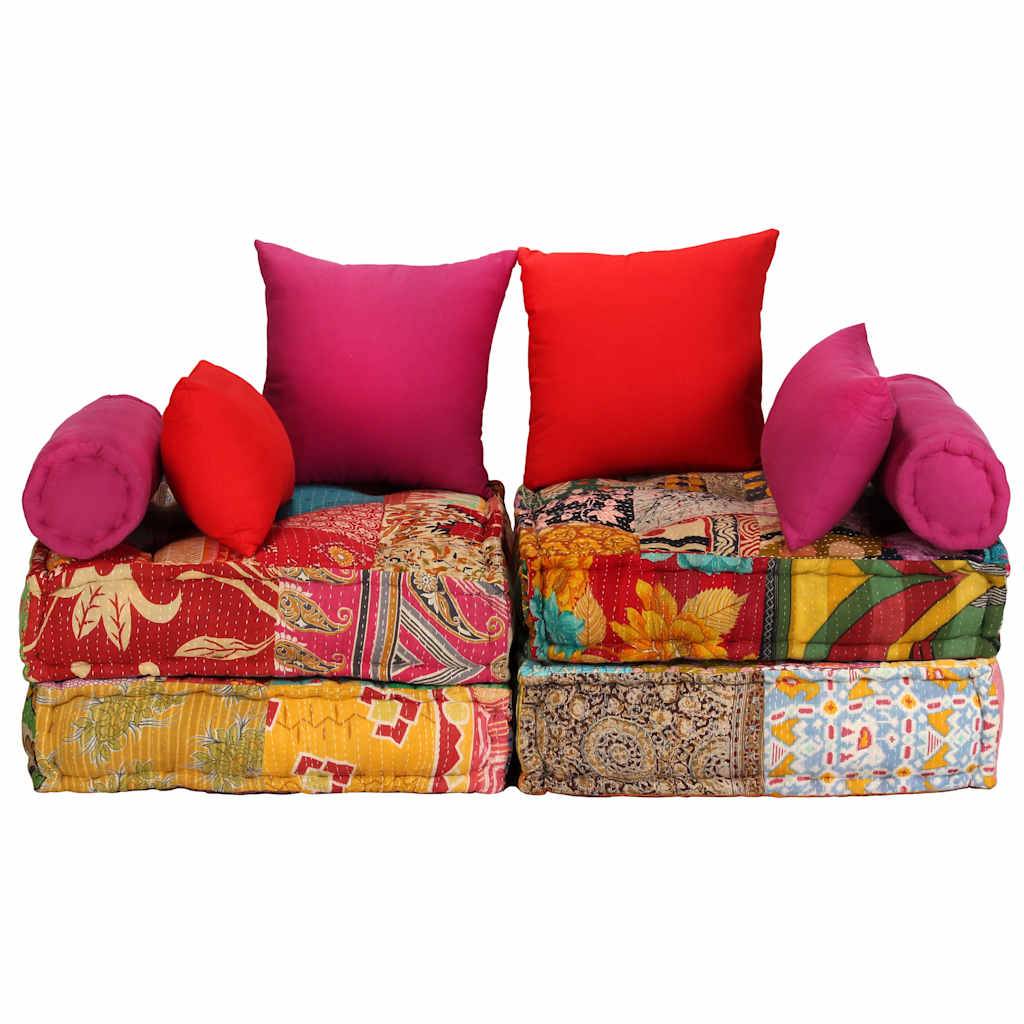 Canapé modulaire coton multicolore 140 x 70 x 85 cm - PANGIVO - Image 2
