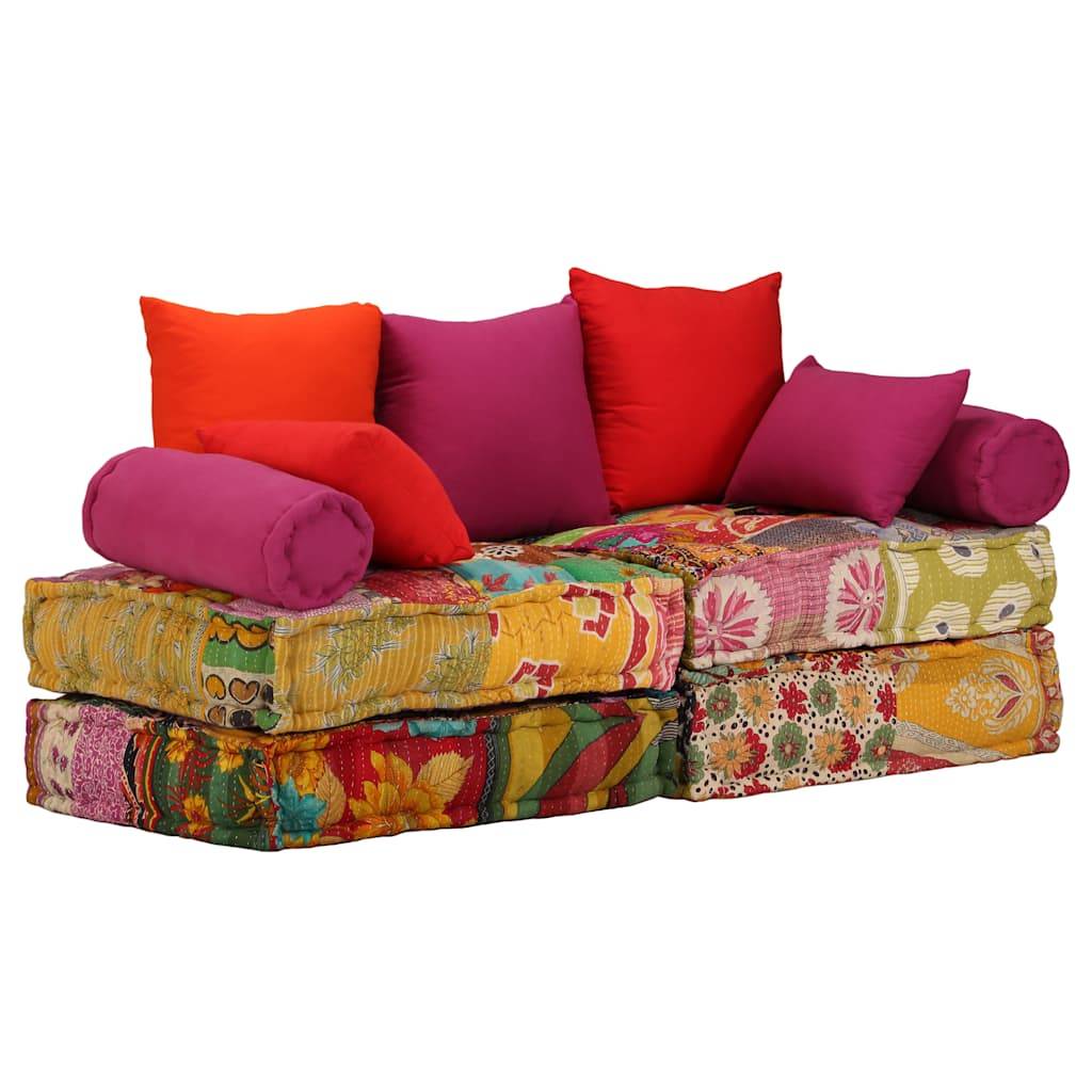 Canapé modulaire coton multicolore 140 x 70 x 85 cm - PANGIVO - Image 1