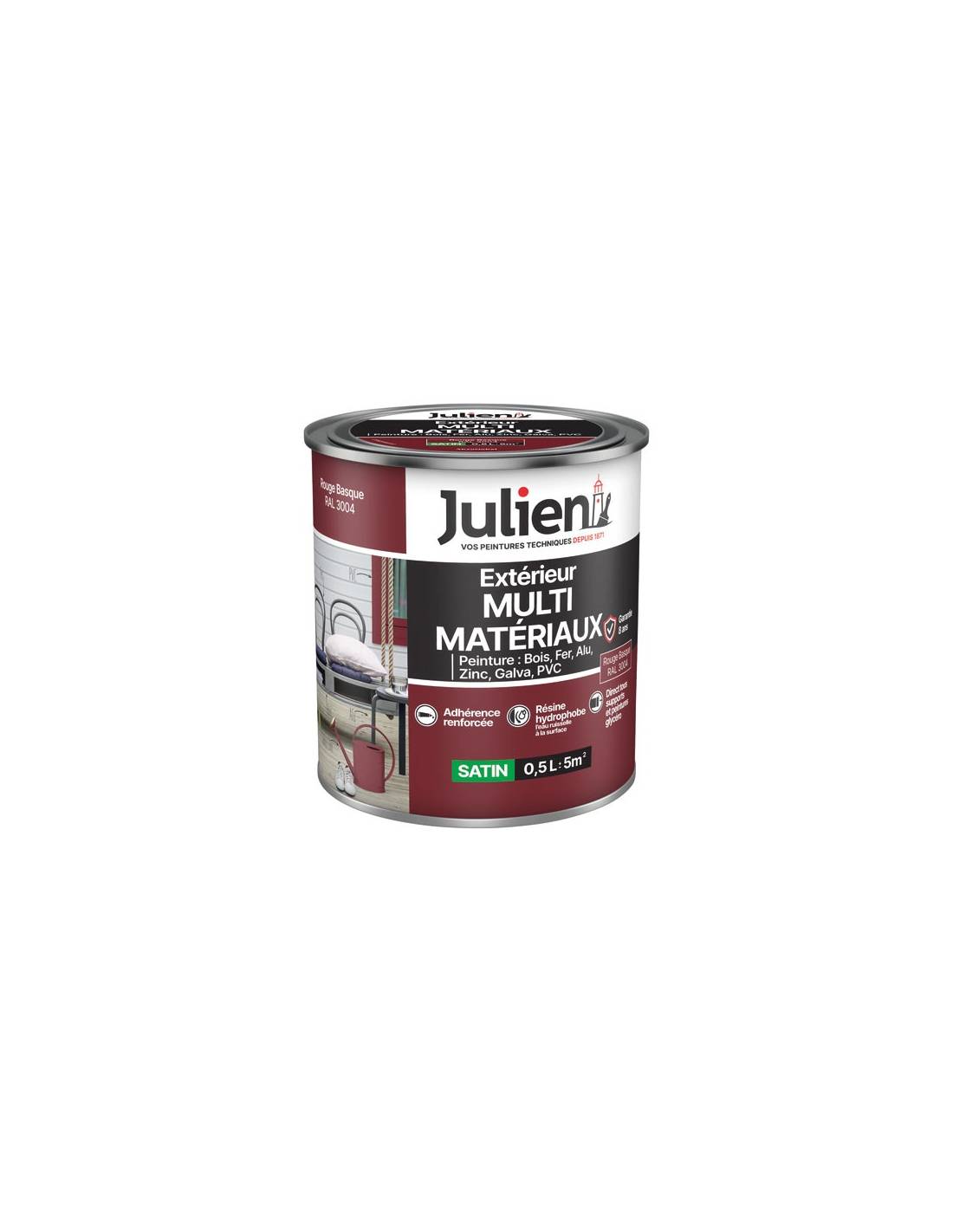 Julien - Peinture Julien Multi Matériaux Rouge Basque 0.5l - Julien