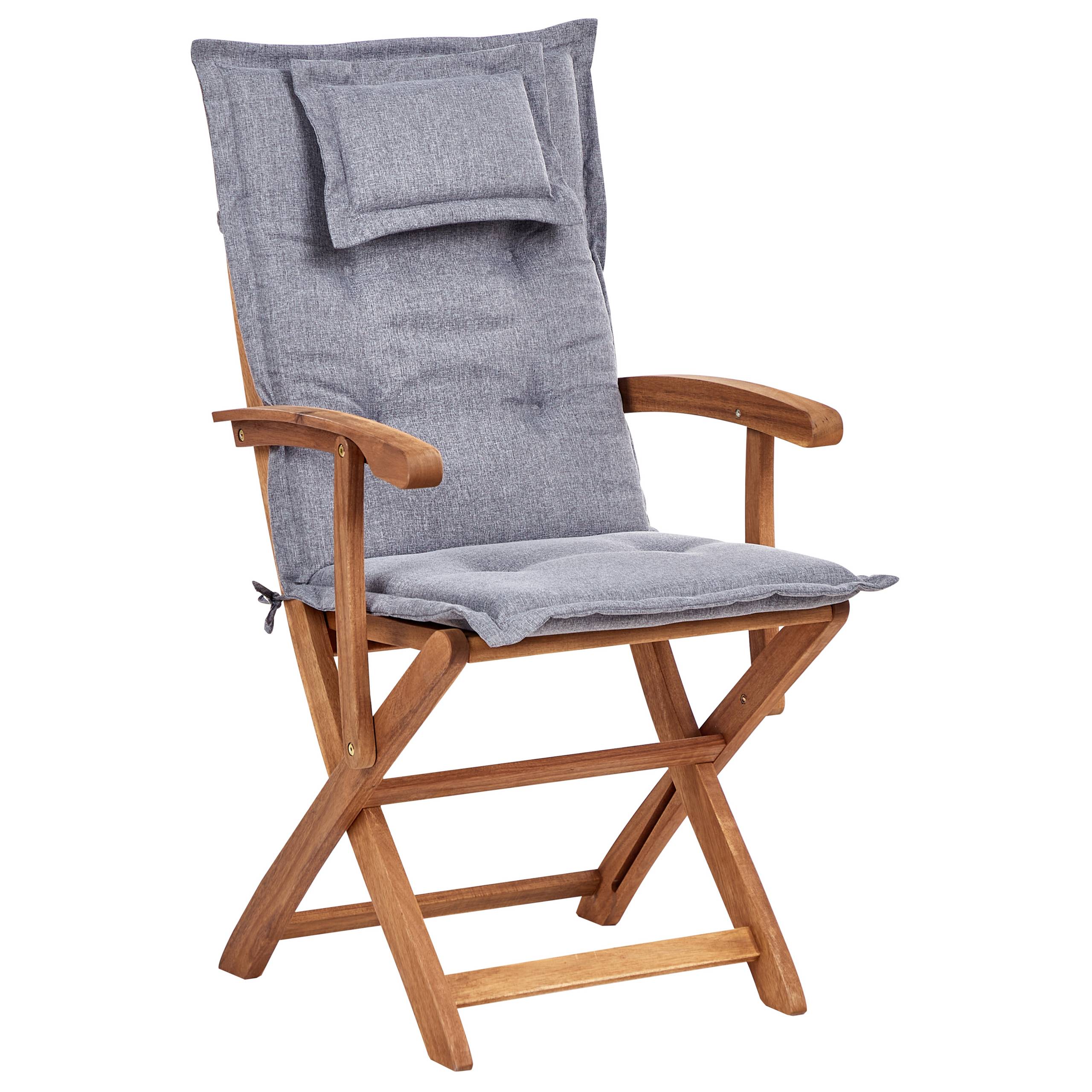 Beliani - Ensemble de Jardin avec Coussins Gris en Bois d'Acacia Table et Chaises et Parasol 8 Places Style Rustique - Image 6