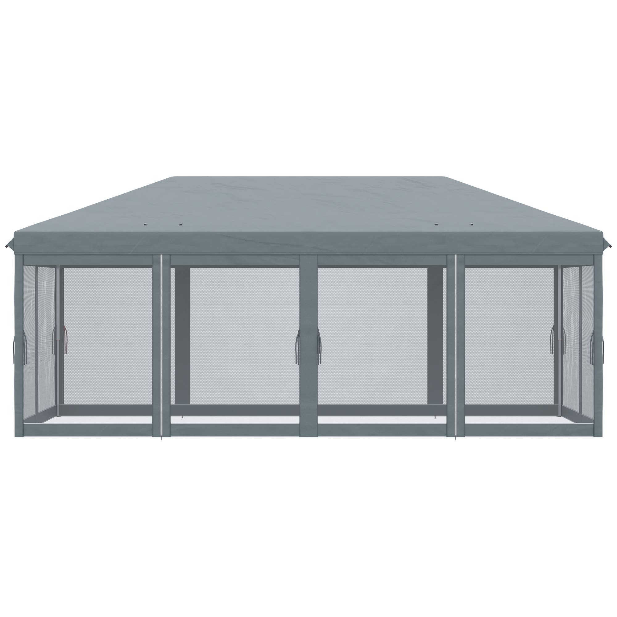 Outsunny - Tonnelle de jardin pliant pavillon terrasse 6x3m Anti-UV moustiquaires amovibles + sac transport gris - Outsunny - Image 6