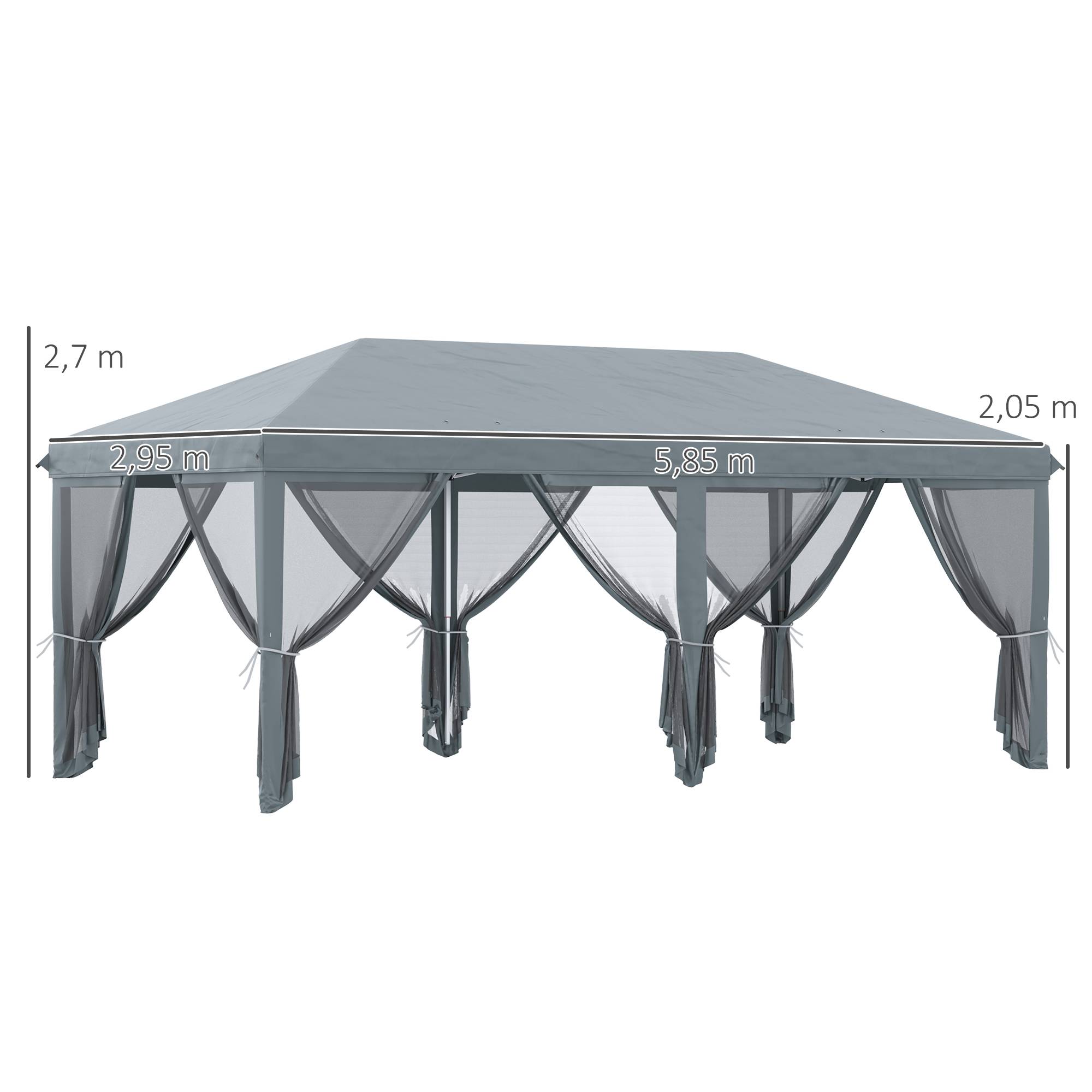 Outsunny - Tonnelle de jardin pliant pavillon terrasse 6x3m Anti-UV moustiquaires amovibles + sac transport gris - Outsunny - Image 3