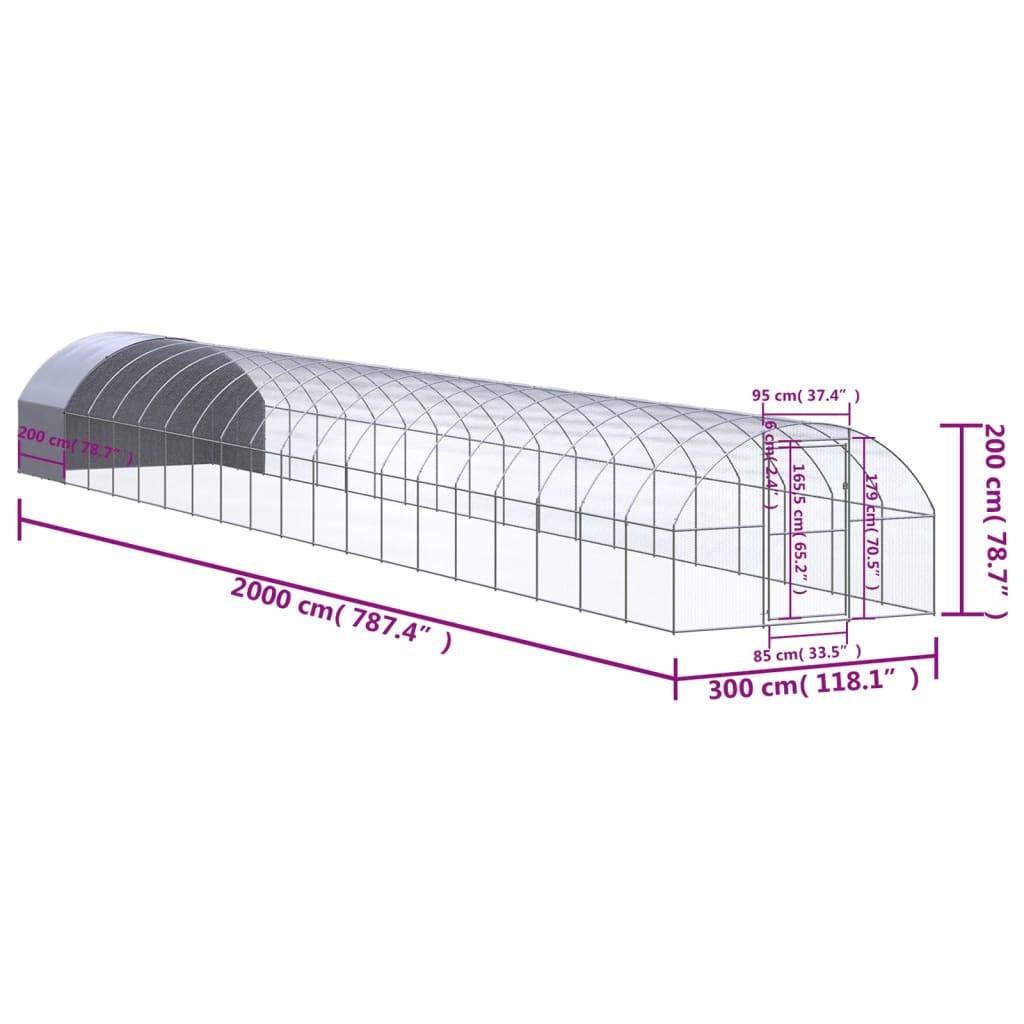 Poulailler extérieur Acier galvanisé Toit PE jardin 3x20x2 m – ComfortXL Outdoor Living - Image 9
