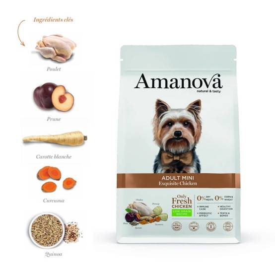 Croquettes chien petite race poulet Amanova 7 kg - Image 2