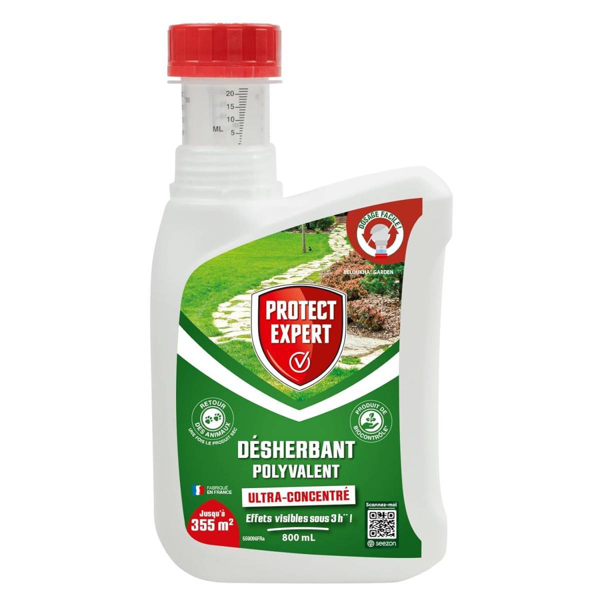 0 - Désherbant Polyvalent PROTECT EXPERT | Elimine les mauvaises herbes et mousses | Ultra-concentré 800 ml