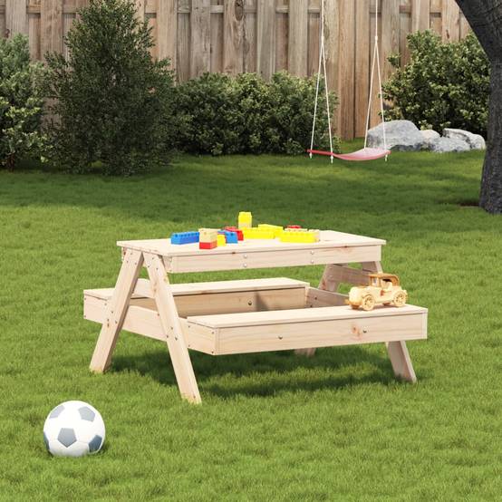 Petite Table de Pique-Nique pour Enfants en Bois de Pin Massif avec Bancs Attachés – ComfortXL Outdoor Living - Image 3