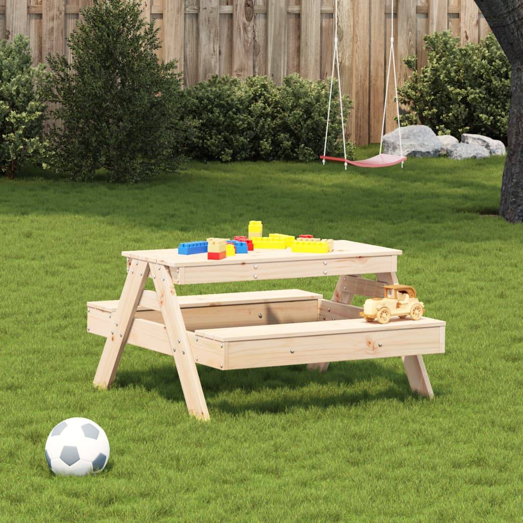 Petite Table de Pique-Nique pour Enfants en Bois de Pin Massif avec Bancs Attachés – ComfortXL Outdoor Living - Image 3