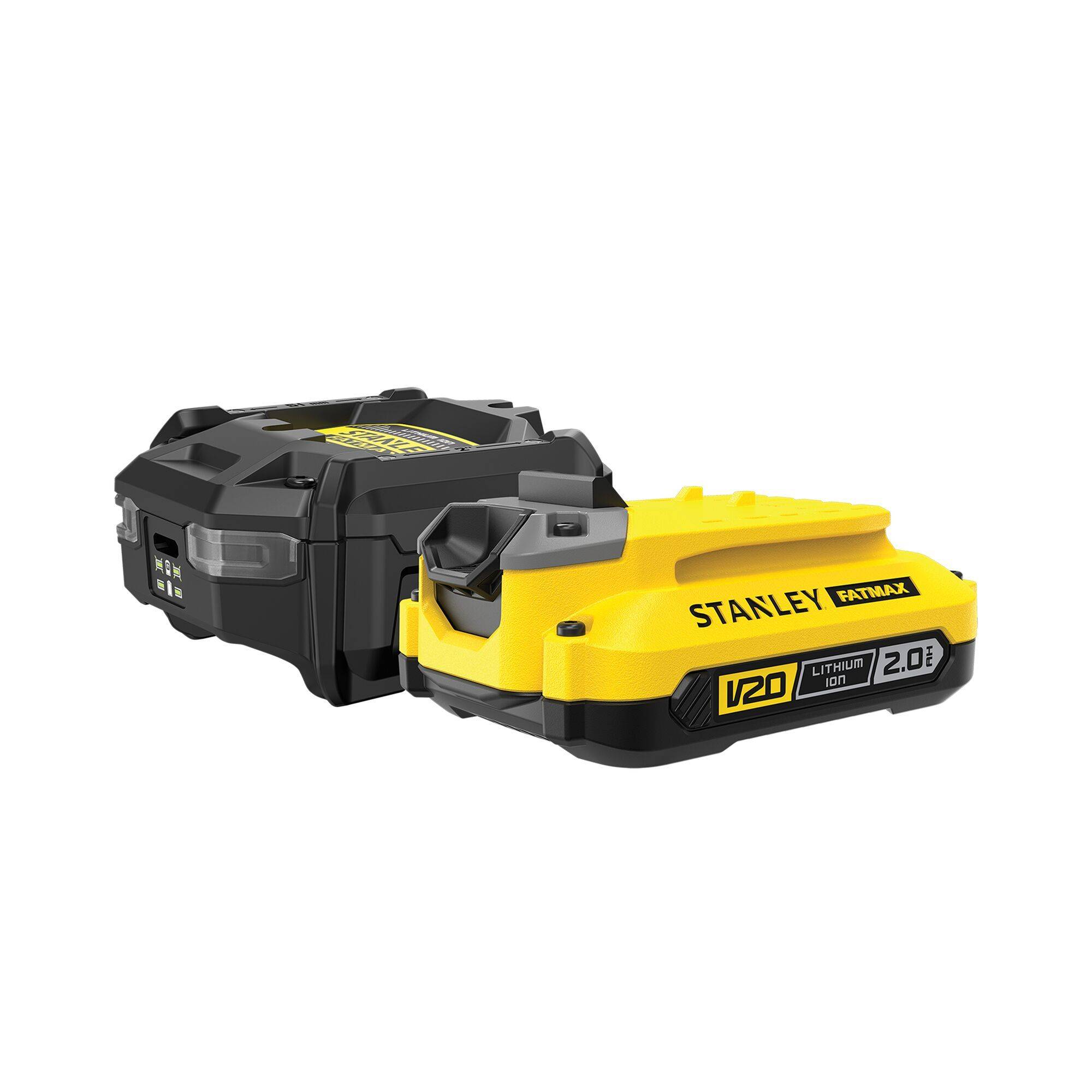 stanley - STANLEY FATMAX V20 - Starter kit chargeur 1,25 A + 1 batterie 18V 2 Ah - SFMCB10D1-QW - Image 1