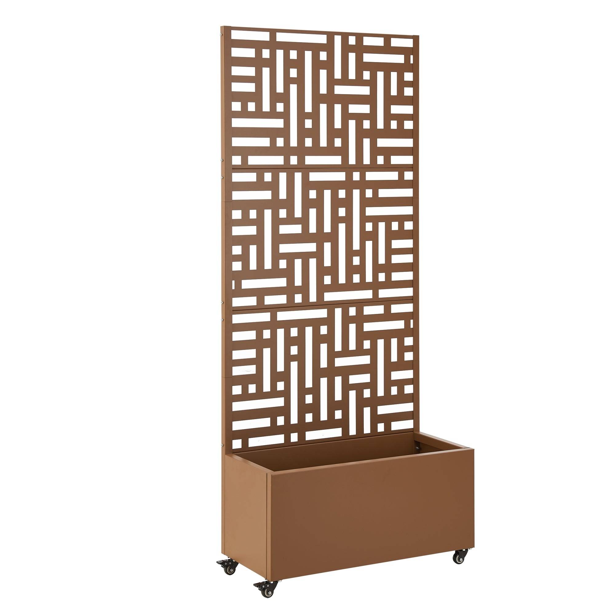 Jardinière bac à plante fleur brise-vue acier galvanisé 190 x 82 x 38 cm marron - Image 1