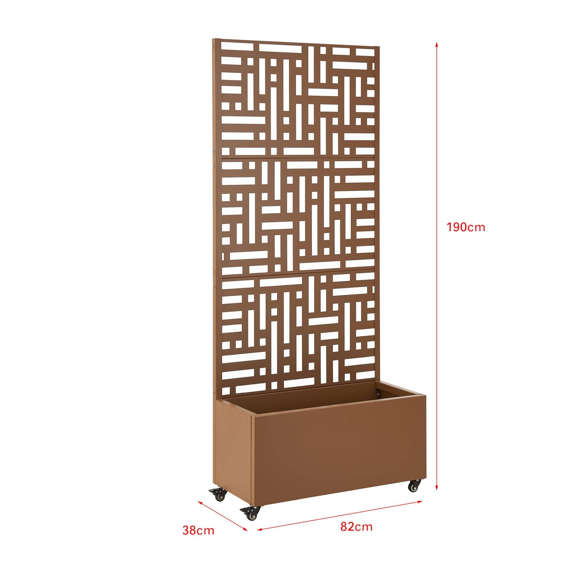 Jardinière bac à plante fleur brise-vue acier galvanisé 190 x 82 x 38 cm marron - Image 2