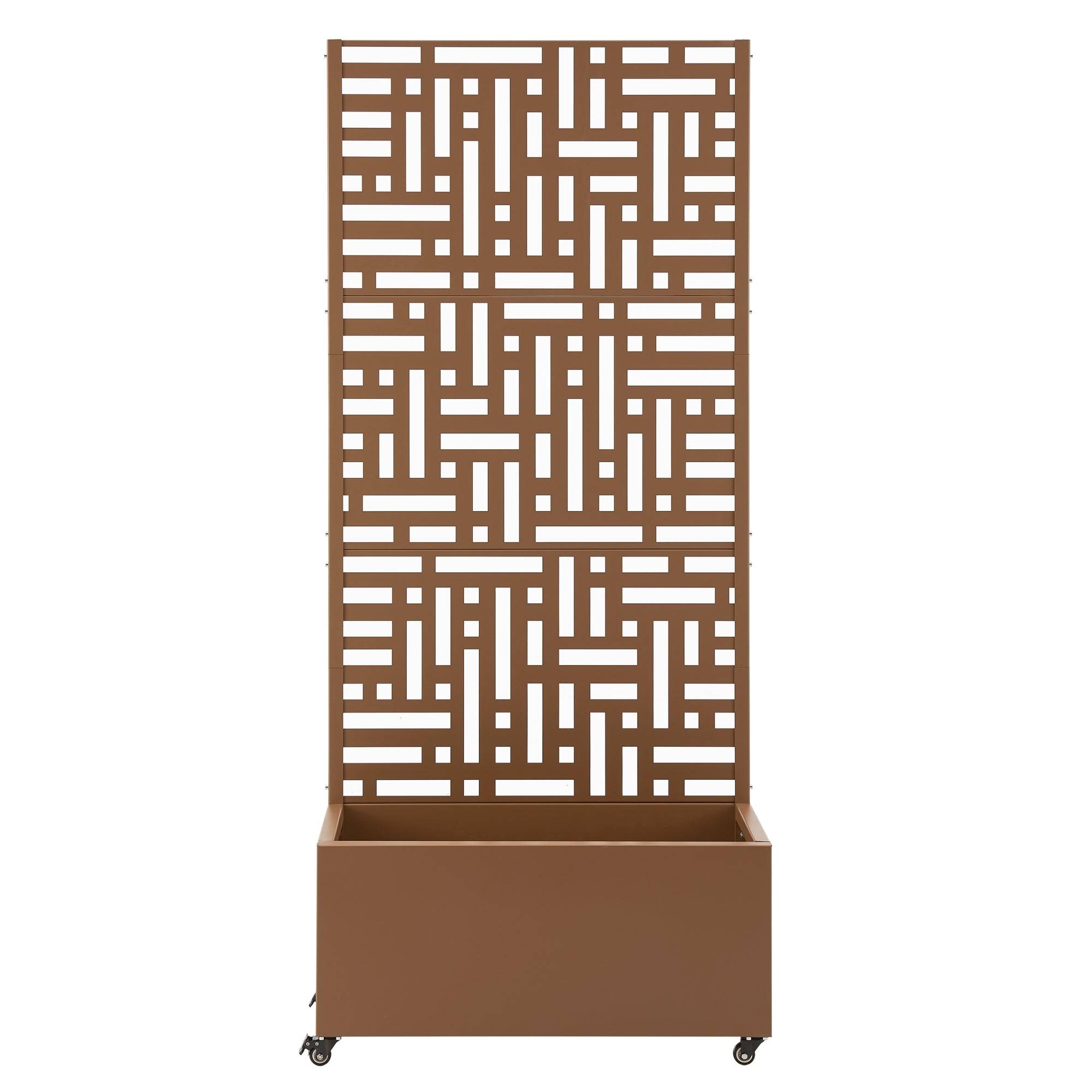 Jardinière bac à plante fleur brise-vue acier galvanisé 190 x 82 x 38 cm marron - Image 4