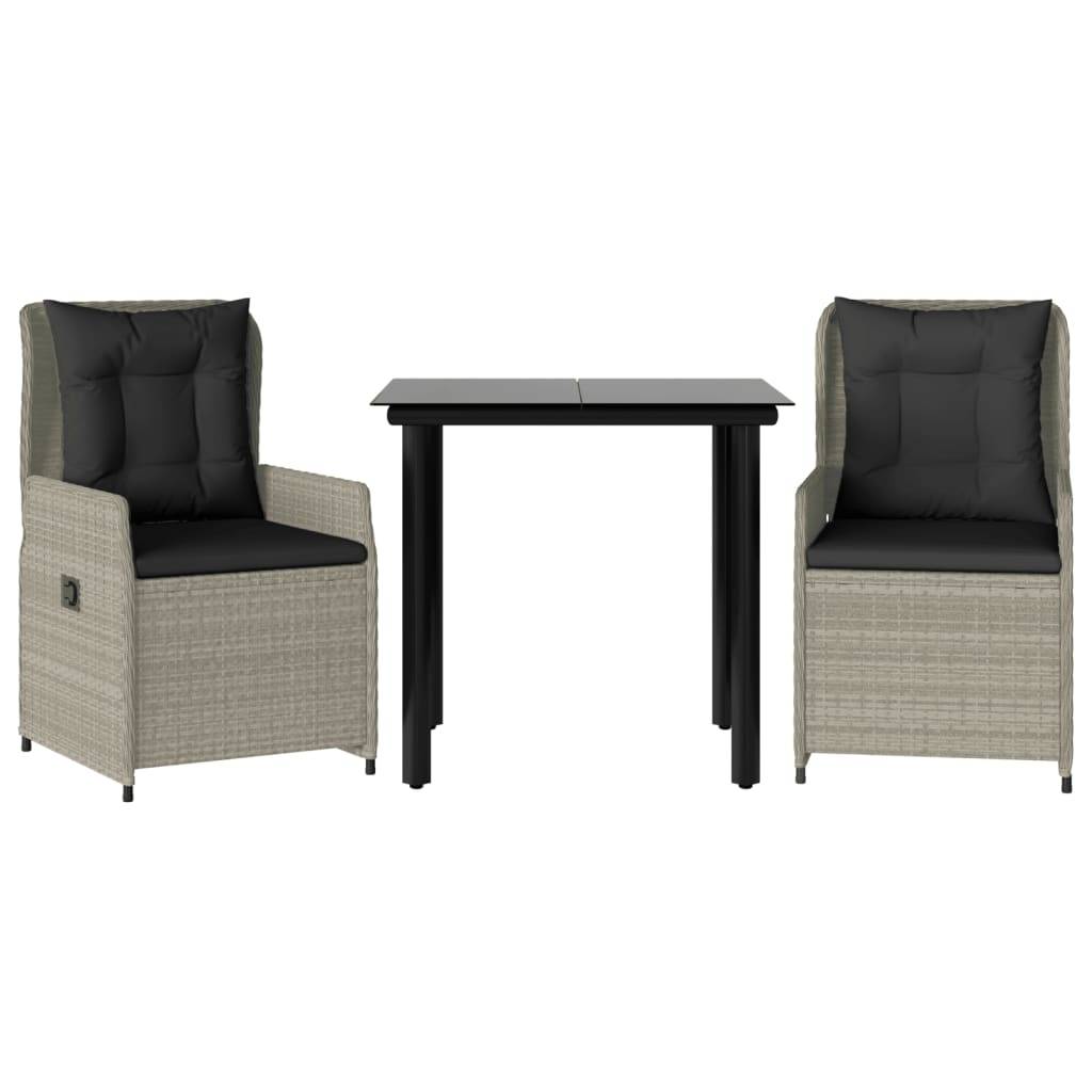 ComfortXL - Salon de Jardin 2 Personnes Gris Clair Résine Tressée Table et 2 Fauteuils Relax Inclinables – ComfortXL Outdoor Living - Image 2
