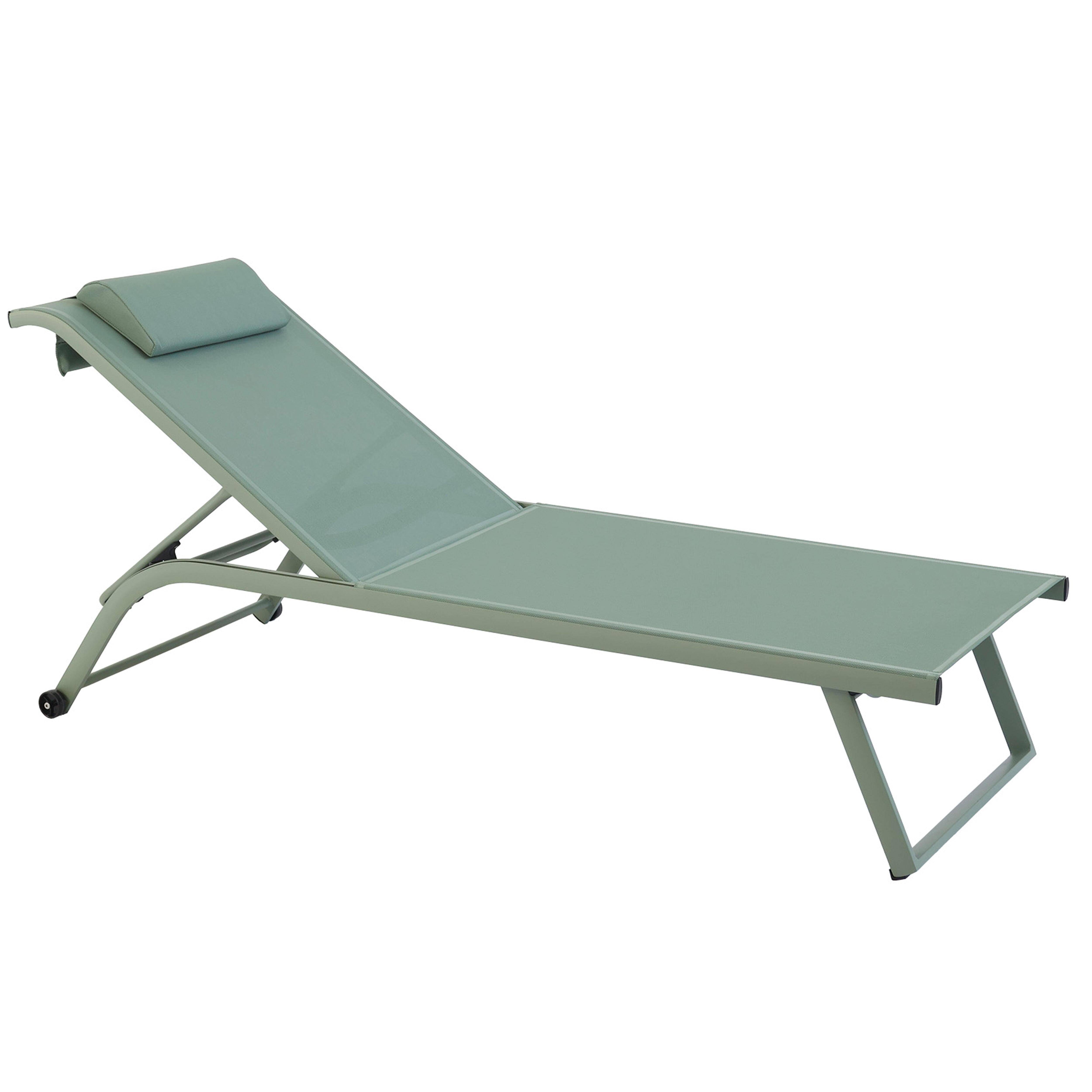 Oviala - Lot de 2 bains de soleil inclinable avec roues vert cactus Olmeta - Oviala - Image 6