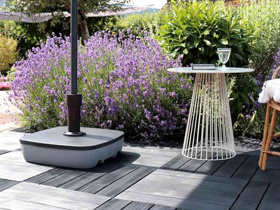 Eda - Pied de parasol carré en plastique à remplir 25 L gris foncé/béton - EDA - Image 4