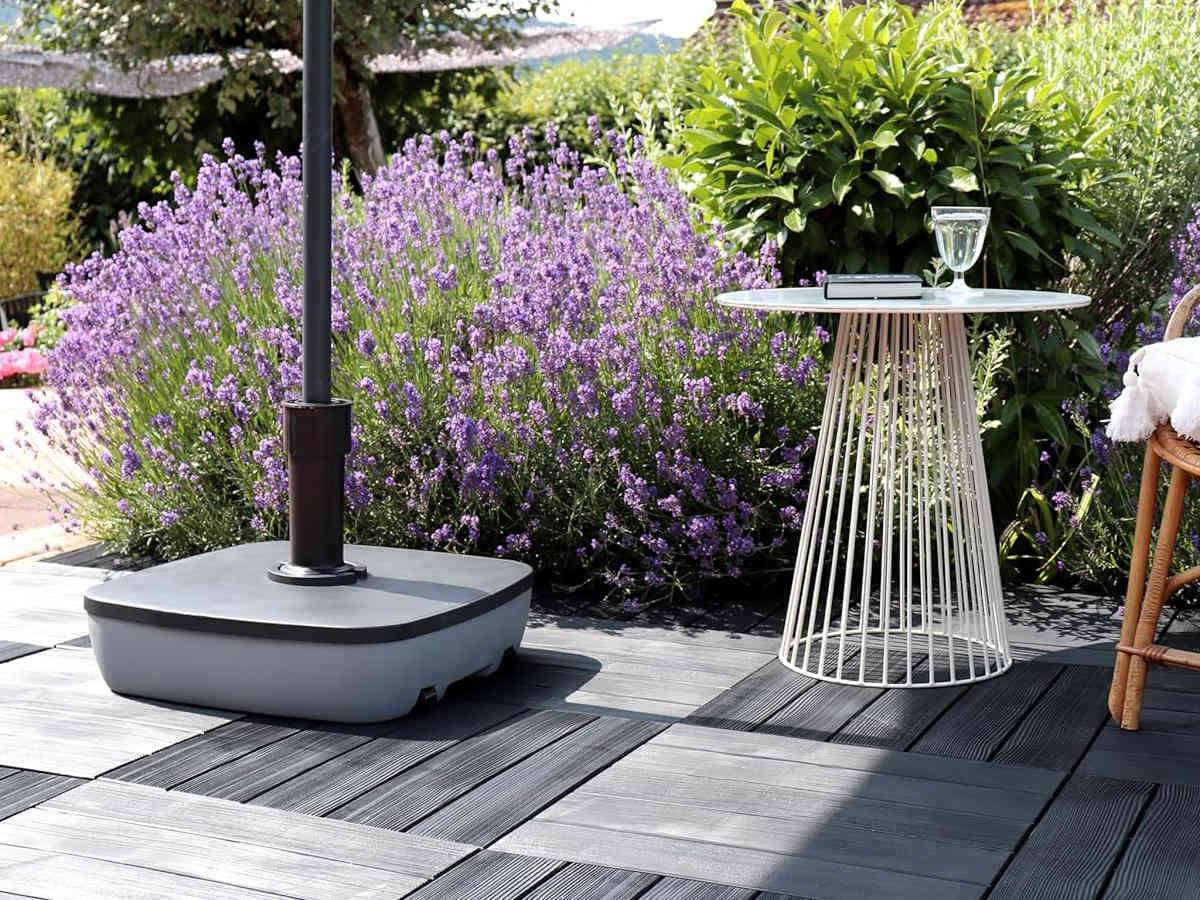 Eda - Pied de parasol carré en plastique à remplir 25 L  gris foncé/béton - EDA - Image 4