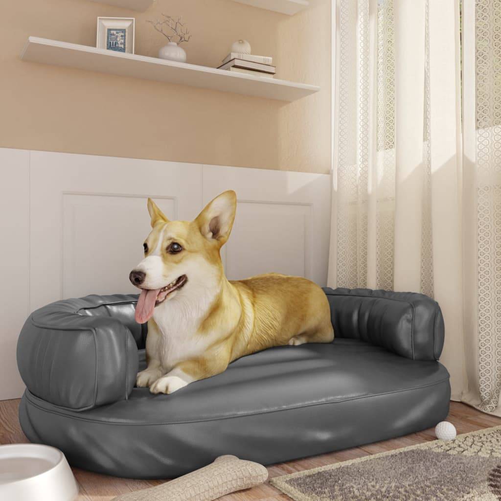Vidaxl - Lit pour chien ergonomique Mousse Gris 88x65 cm Similicuir vidaXL 171318 - Image 1