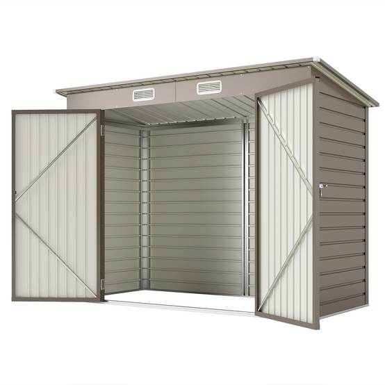 Abri de jardin en métal 3 m² facile à monter, cabane de jardin structure en acier galvanisé améliorée gris clair - Image 2