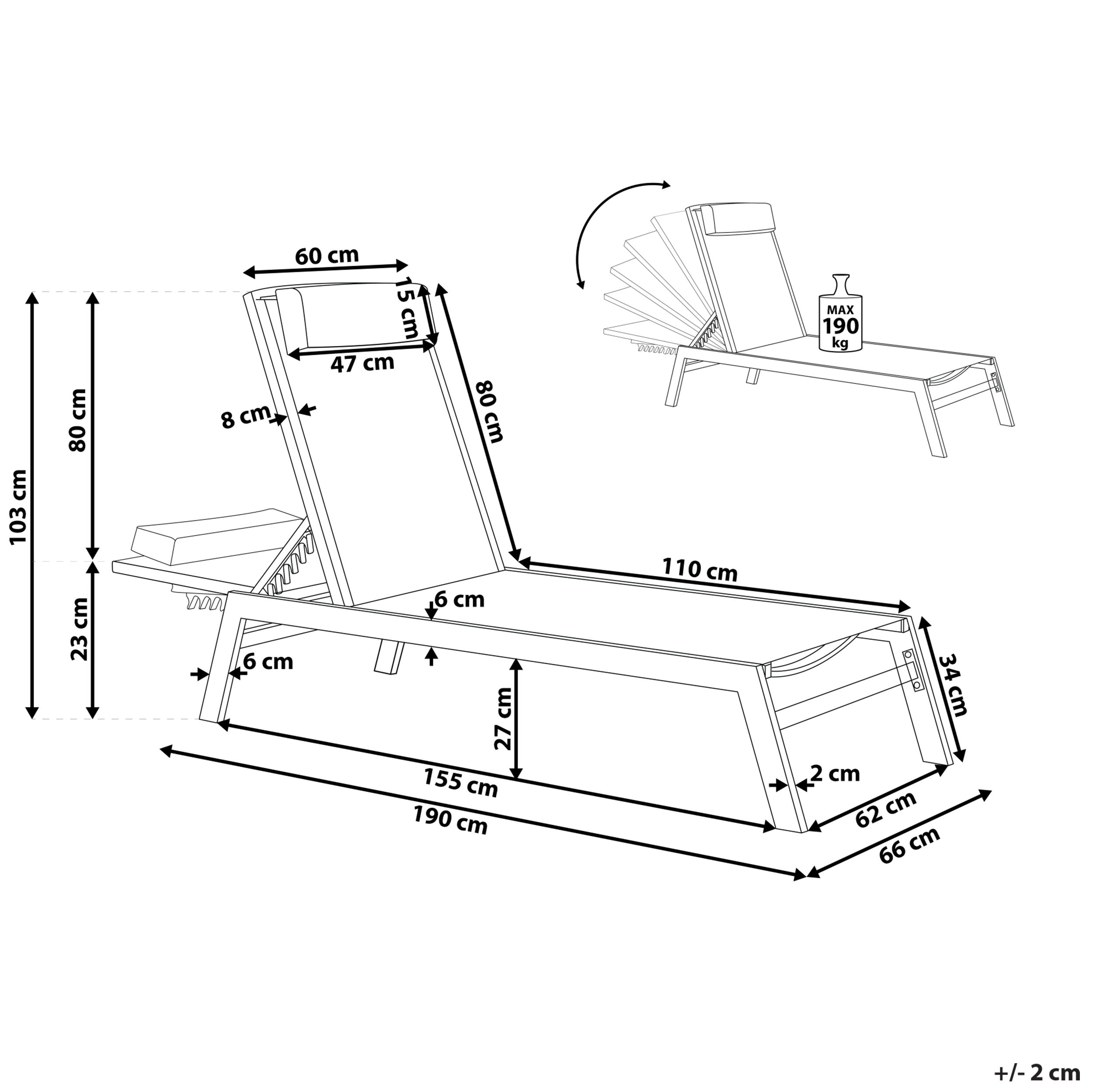 Beliani - Chaise longue Aluminium Gris CATANIA - Beliani - Image 3