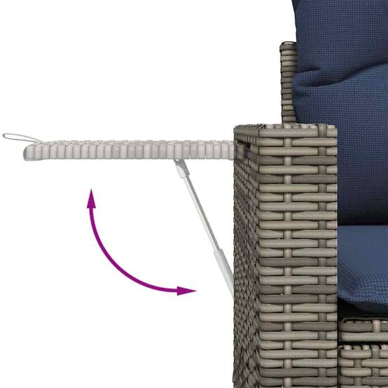 Salon de jardin 6 places gris résine tressée avec table bois relevable et coffres de rangement – ComfortXL Outdoor Living - Image 8