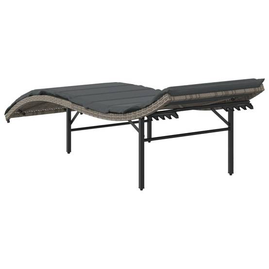 2 Lits de Jardin Ergonomiques Résine Grise Coussins Gris Foncé Forme Vague – ComfortXL Outdoor Living - Image 6
