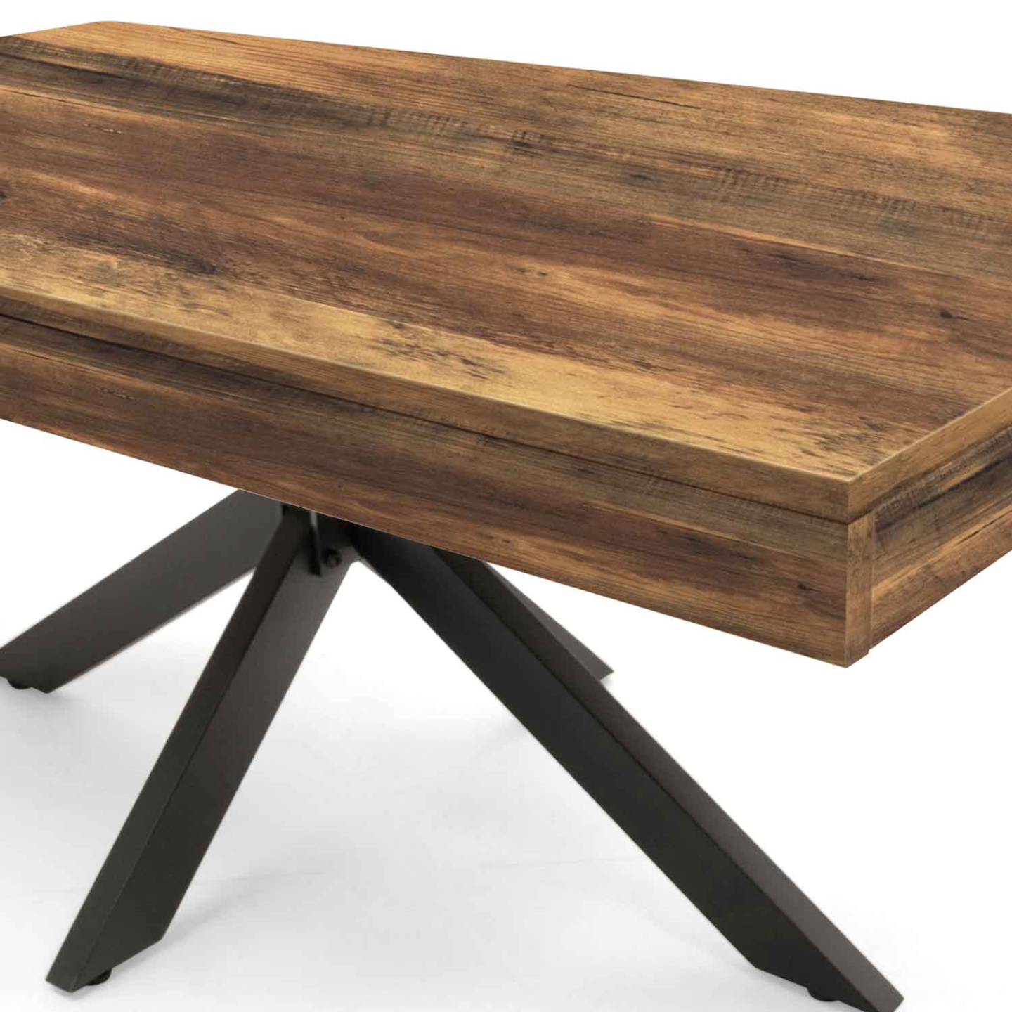 Table basse rectangulaire ALIX 110 cm pied araignée bois foncé effet vieilli et noir - Image 5