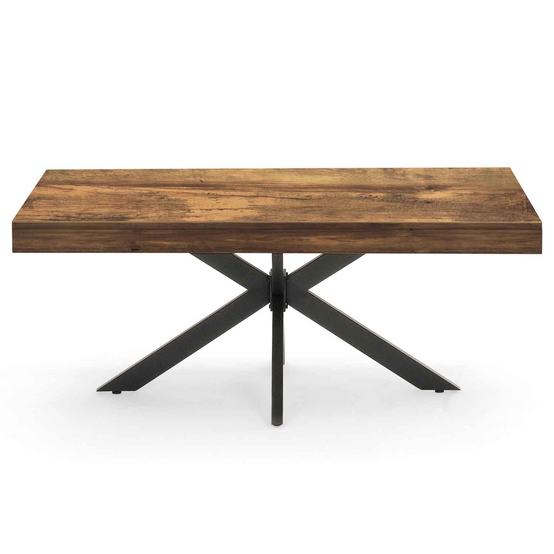 Table basse rectangulaire ALIX 110 cm pied araignée bois foncé effet vieilli et noir - Image 3