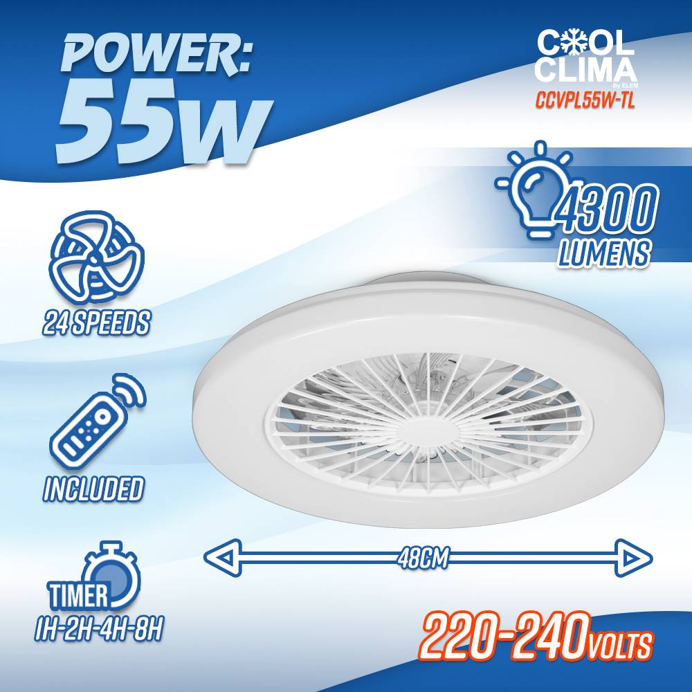 Cool Clima - Ventilateur de plafond avec éclairage Led + télécommande - Image 2