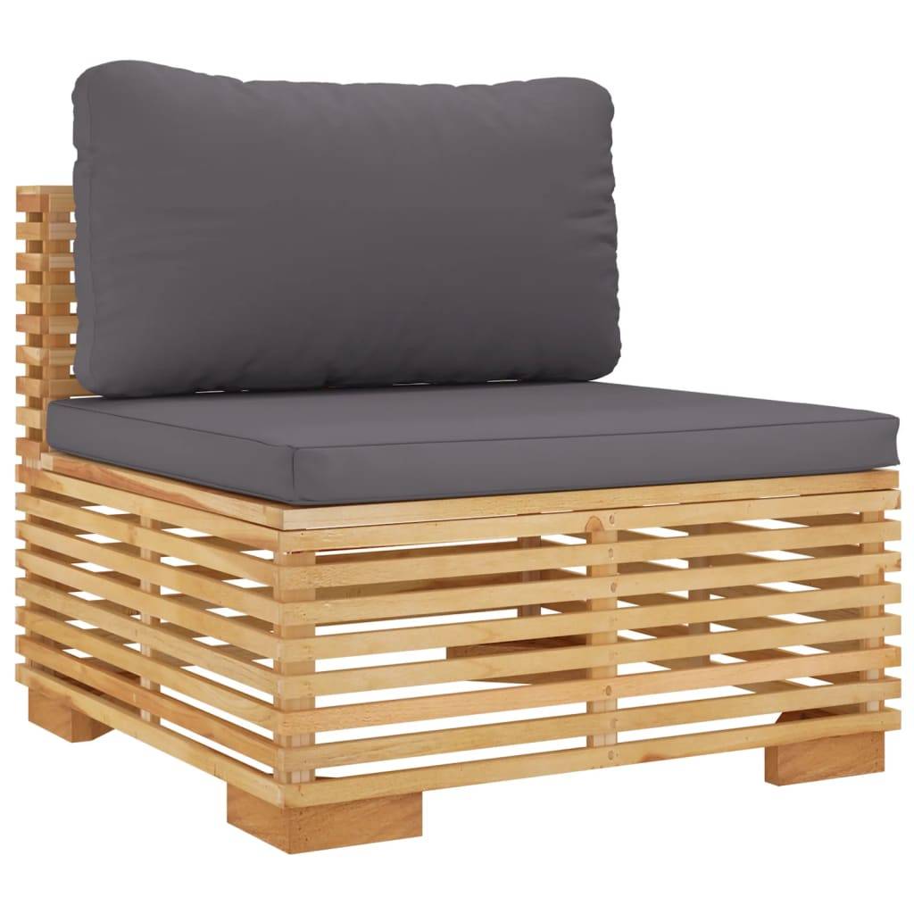 Helloshop26 - Salon de jardin meuble d'extérieur ensemble de mobilier 3 pièces avec coussins bois de teck solide - Image 2