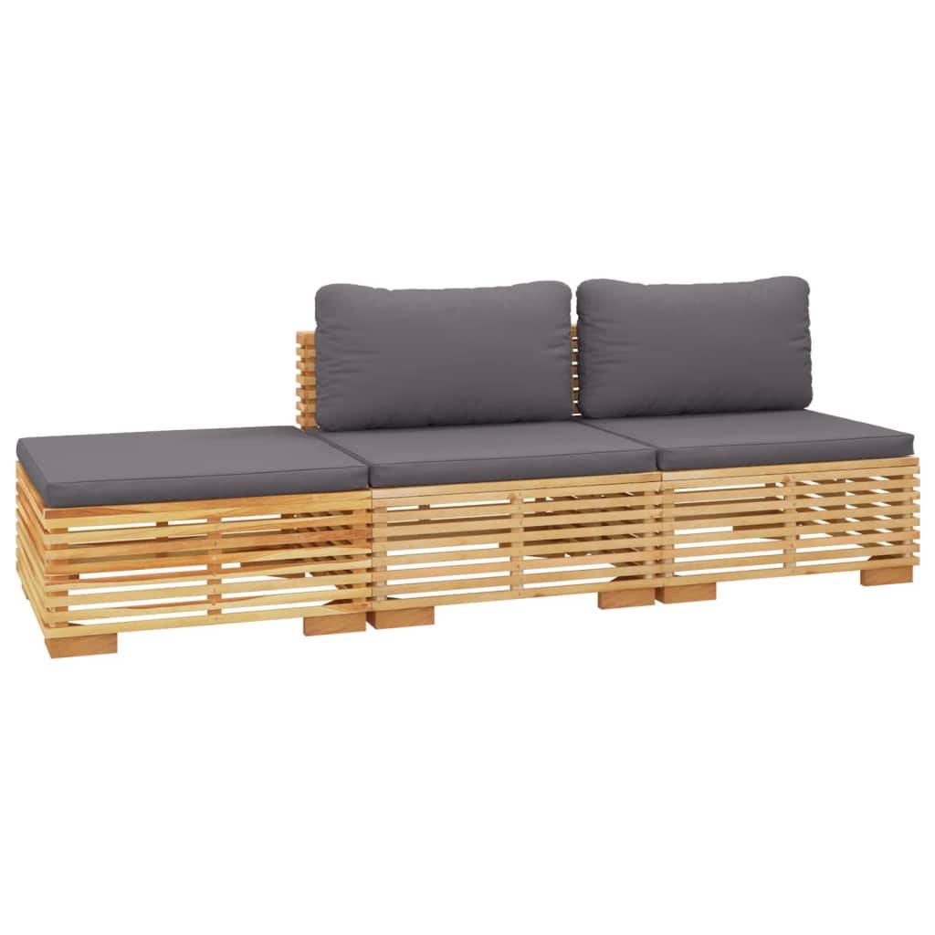 Helloshop26 - Salon de jardin meuble d'extérieur ensemble de mobilier 3 pièces avec coussins bois de teck solide - Image 1