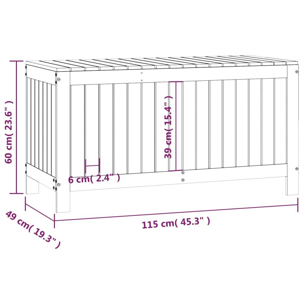 Coffre boîte meuble de jardin rangement 115 x 49 x 60 cm bois de pin blanc - Image 6