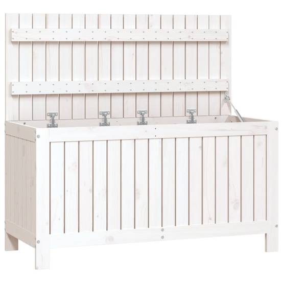 Coffre boîte meuble de jardin rangement 115 x 49 x 60 cm bois de pin blanc - Image 1